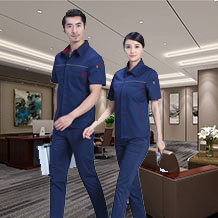 夏季時尚合體滌棉細(xì)斜短袖工作服FY611