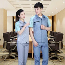 滌棉撞色拼接滌棉細(xì)斜短袖工作服FY624